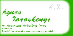 agnes koroskenyi business card